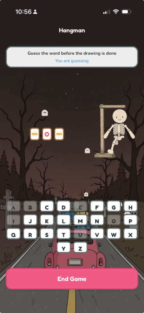 Hangman in Halloween — skeleton on the dusk roadside
