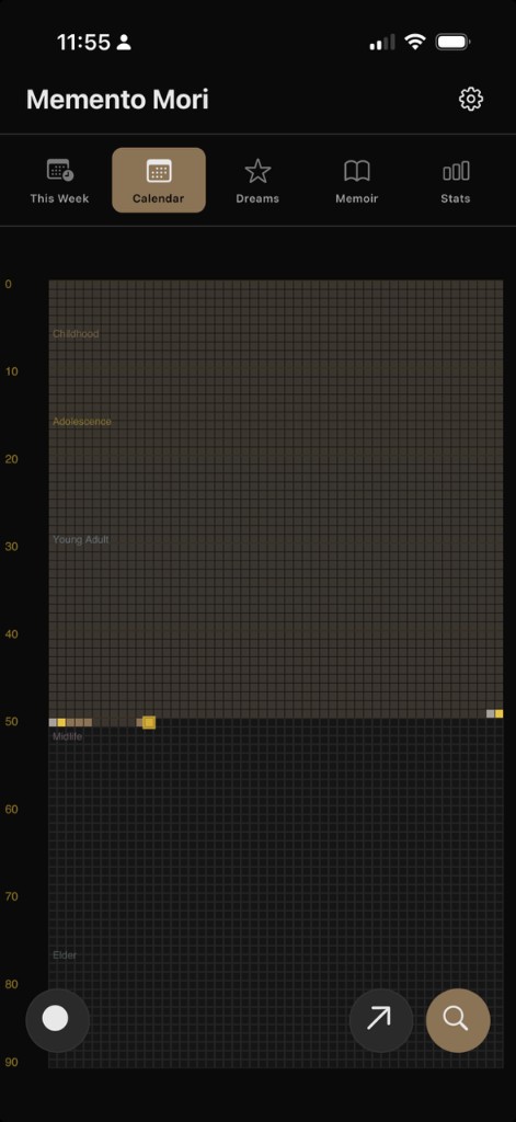 Life calendar — SF Symbol chrome on the Calendar tab