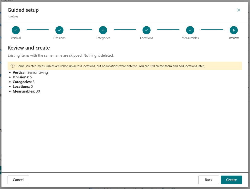 Guided setup — review and create summary