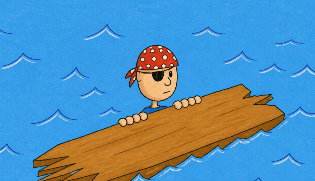 Barry clinging to a board — open the Barry picture book page
